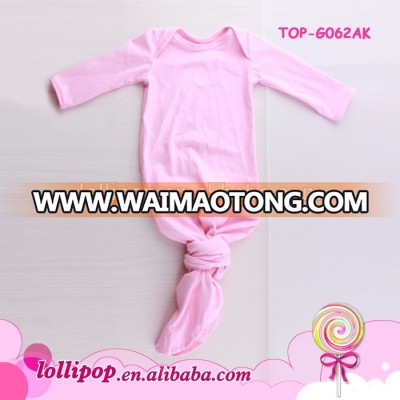 New Arrival soft cotton toddler pink baby sleep wear lap shoulder knotted baby gown